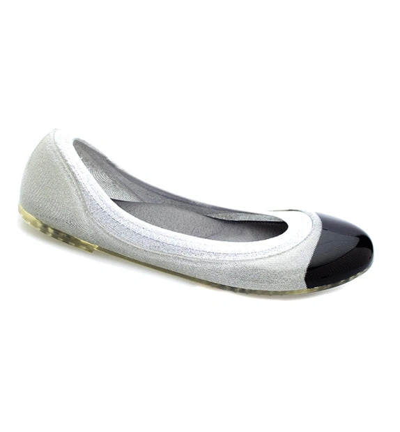 Ja-Vie Chic Black Caps & Silver Jelly Flats Duo